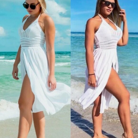 Seaspice Bohemian Peruvian Cotton Halter Dress - Picture 3 of 15